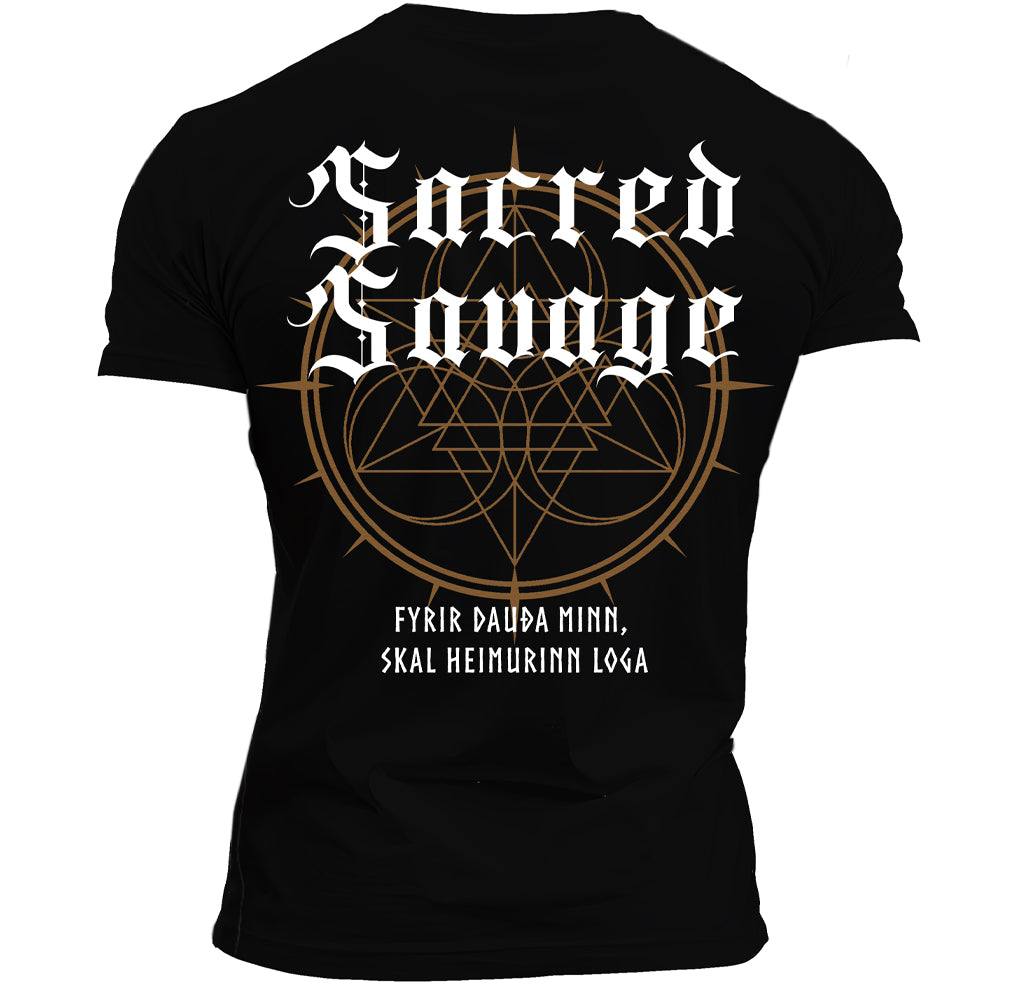 Limited Edition of Sacred Savage Workout Short Sleeve Shirt Workout T-Shirt for Men Crew Neck Casual Gym Cotton Everyday Tee