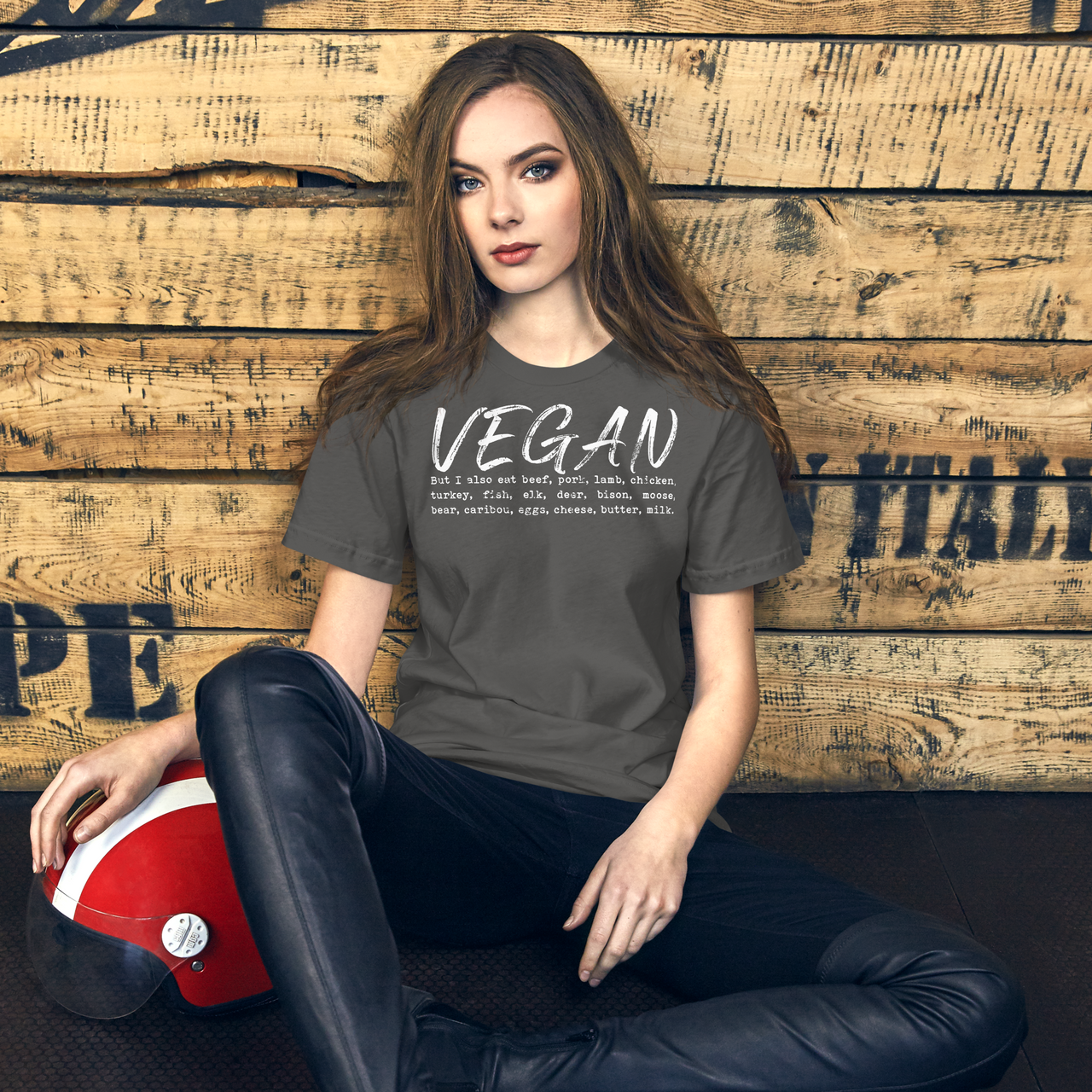 Unveil Your Inner Irony: The 'Vegan' Shirt for Carnivores - Sarcastic Humor Short Sleeve T-shirt