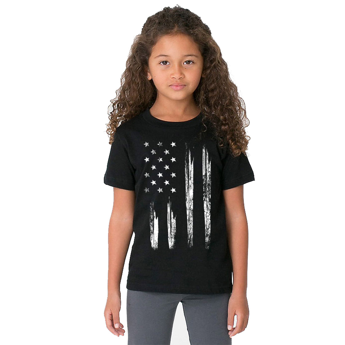 US Flag - Black - Children's T Shirt - Unisex